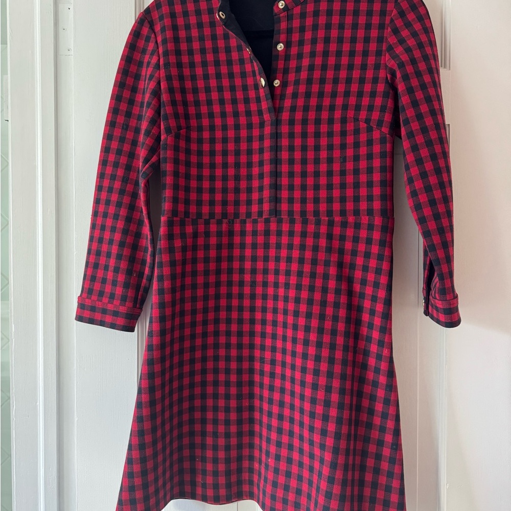 & Other Stories Red and Black Checkered Dress